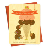 Hedgehog Icecream Birthday Wood Card