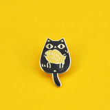 Black Taiyaki Cat Enamel Pin