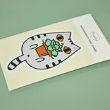 Gray Tabby Cat and Plant Sticker