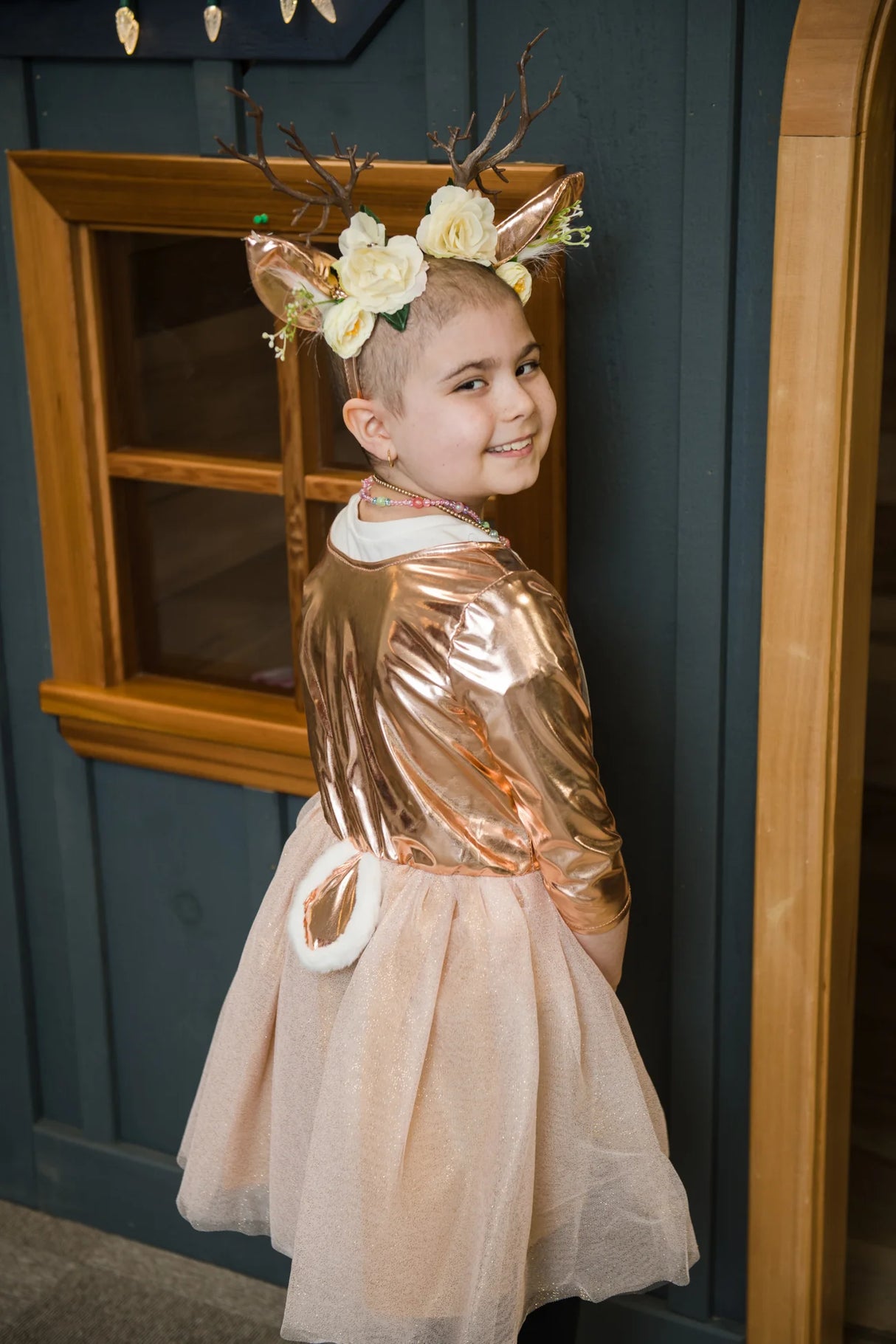 Woodland Deer Dress & Headband | Size 5-6