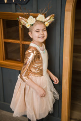 Woodland Deer Dress & Headband | Size 5-6