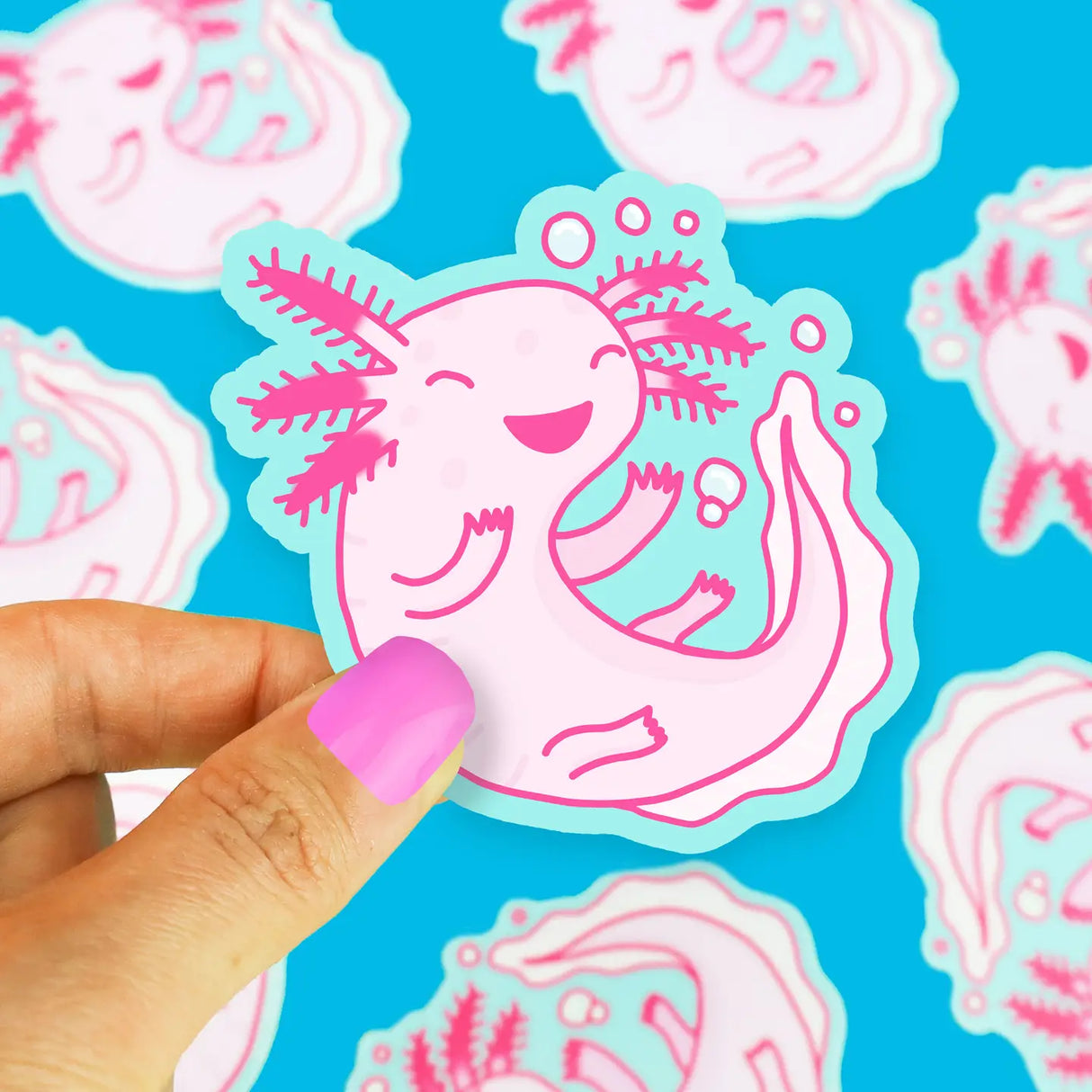 Pink Axolotl Sticker