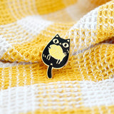 Black Taiyaki Cat Enamel Pin