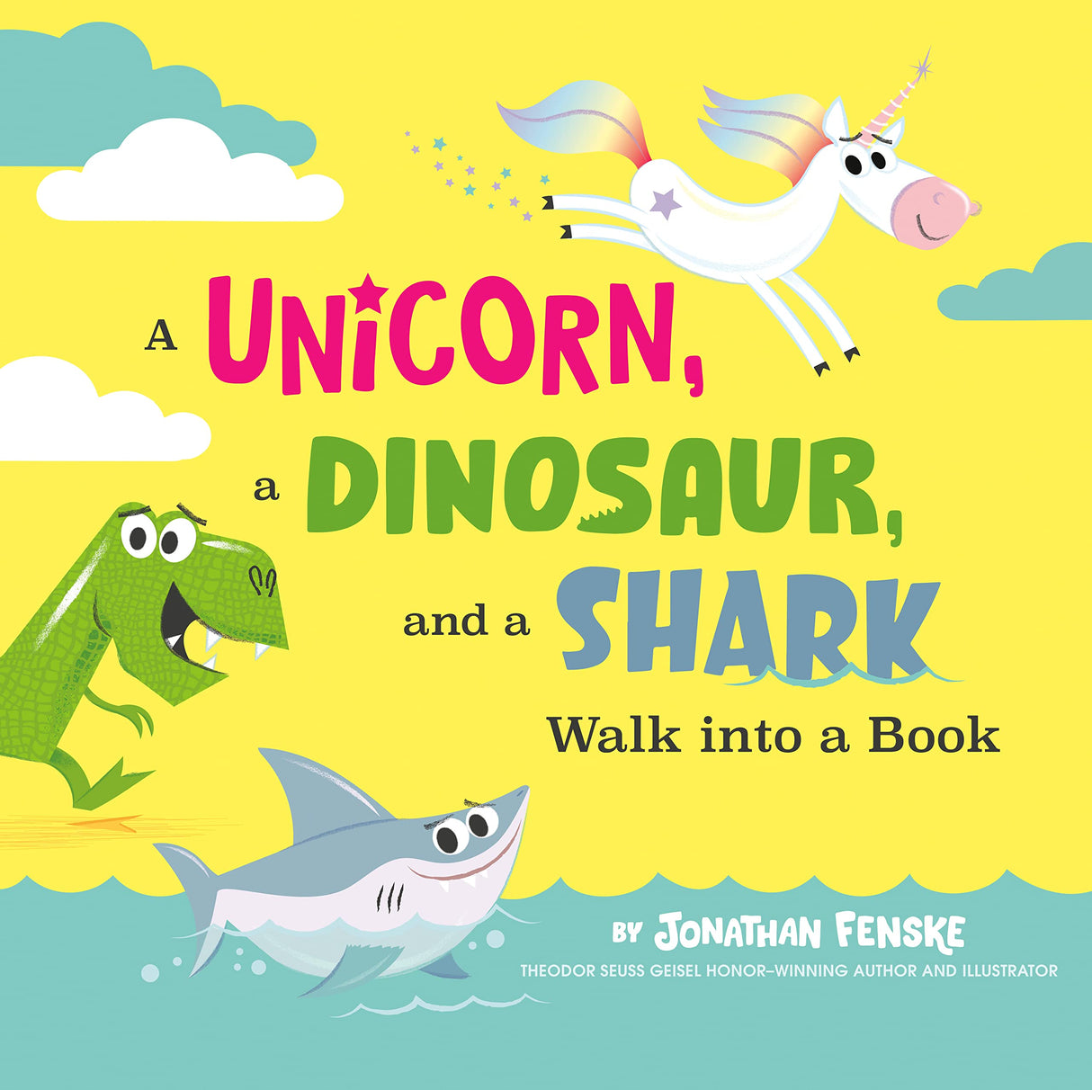 A Unicorn, A Dinosaur, and A Shark Walk into a Book