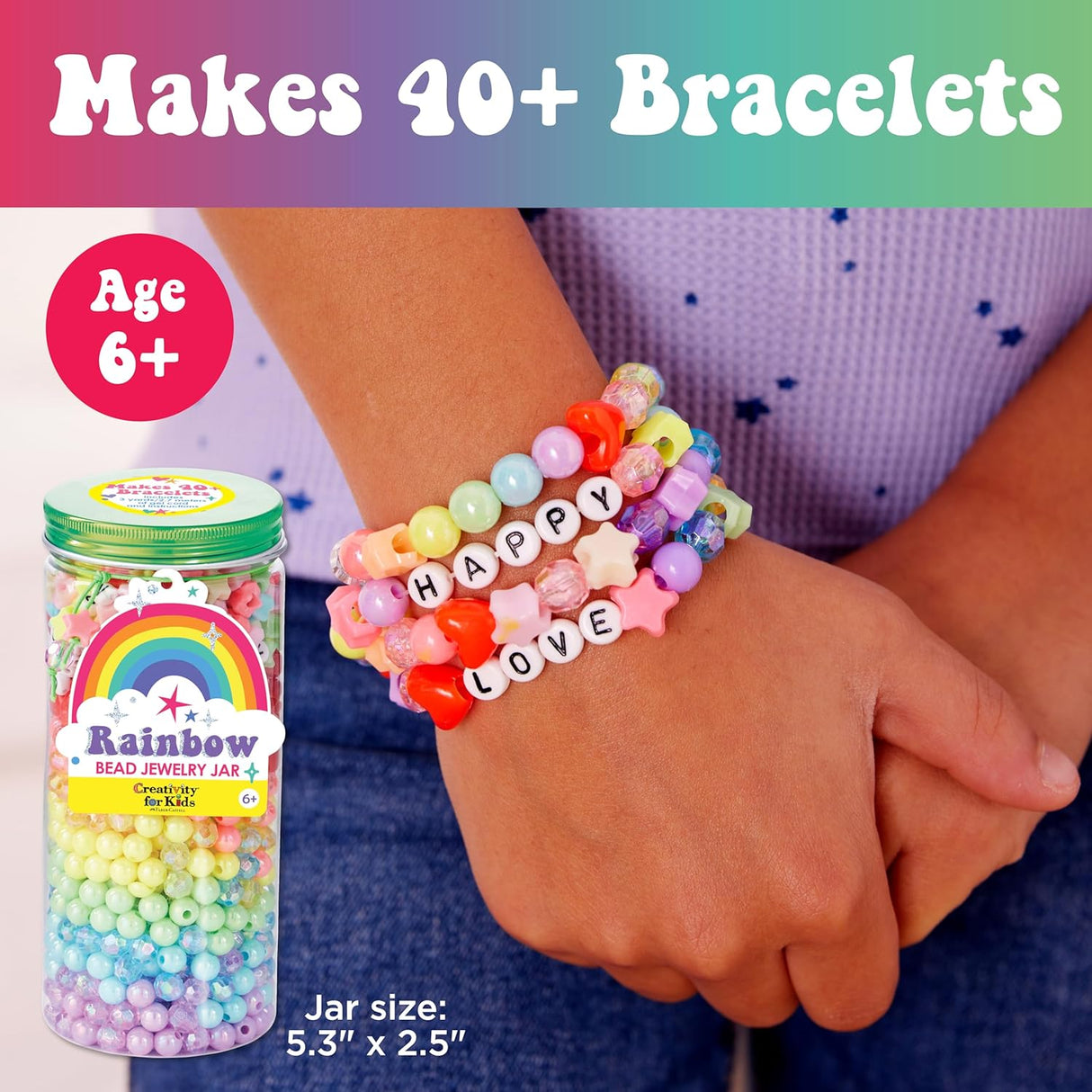 Bead Jewelry Jar | Rainbow