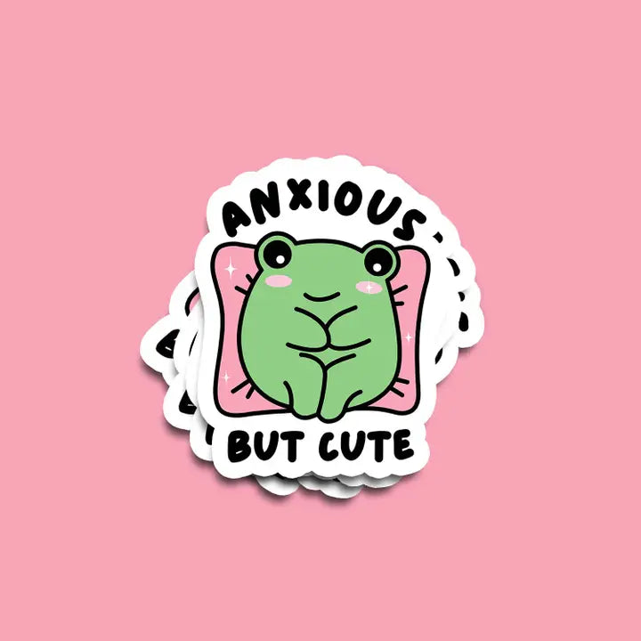 Anxious But Cute Frog Sticker