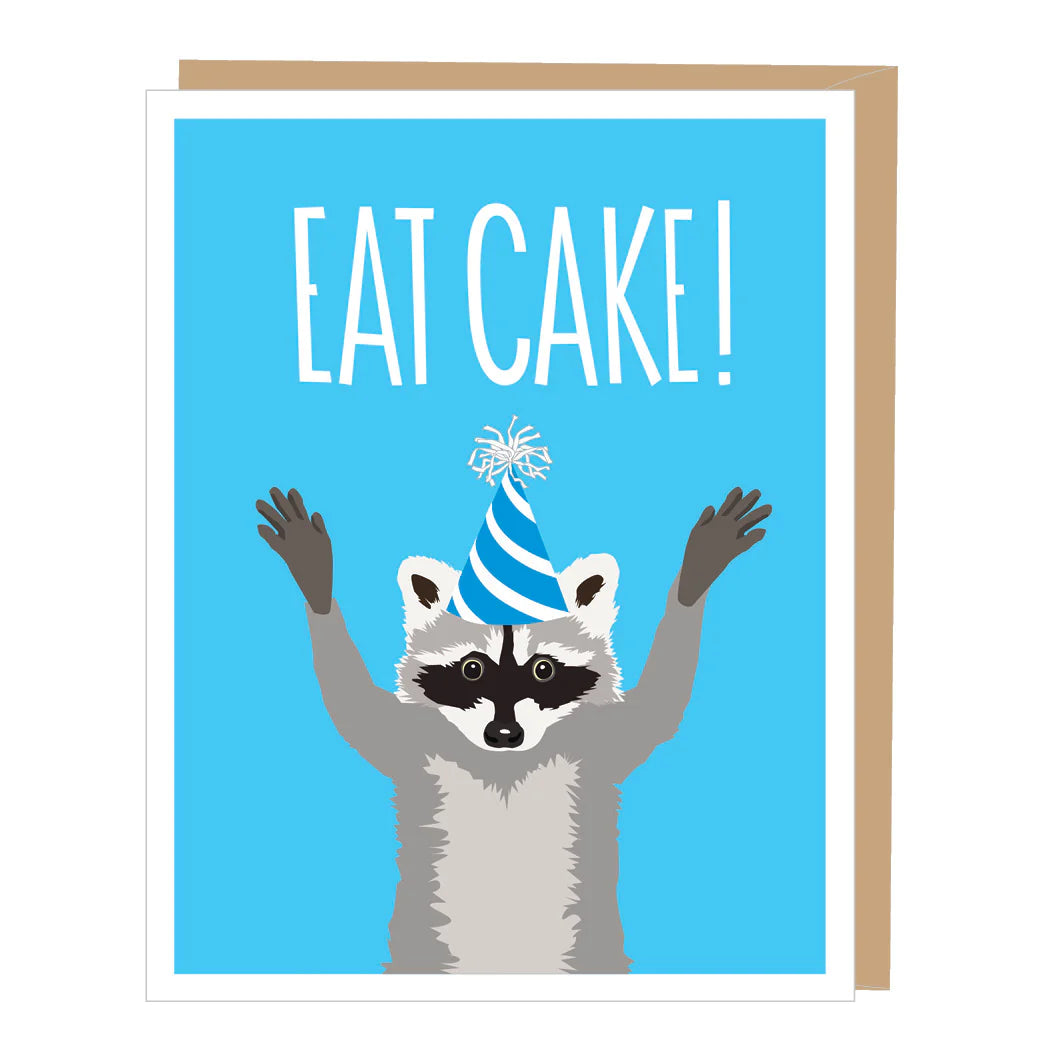 Eat Cake Raccoon Birthday Card