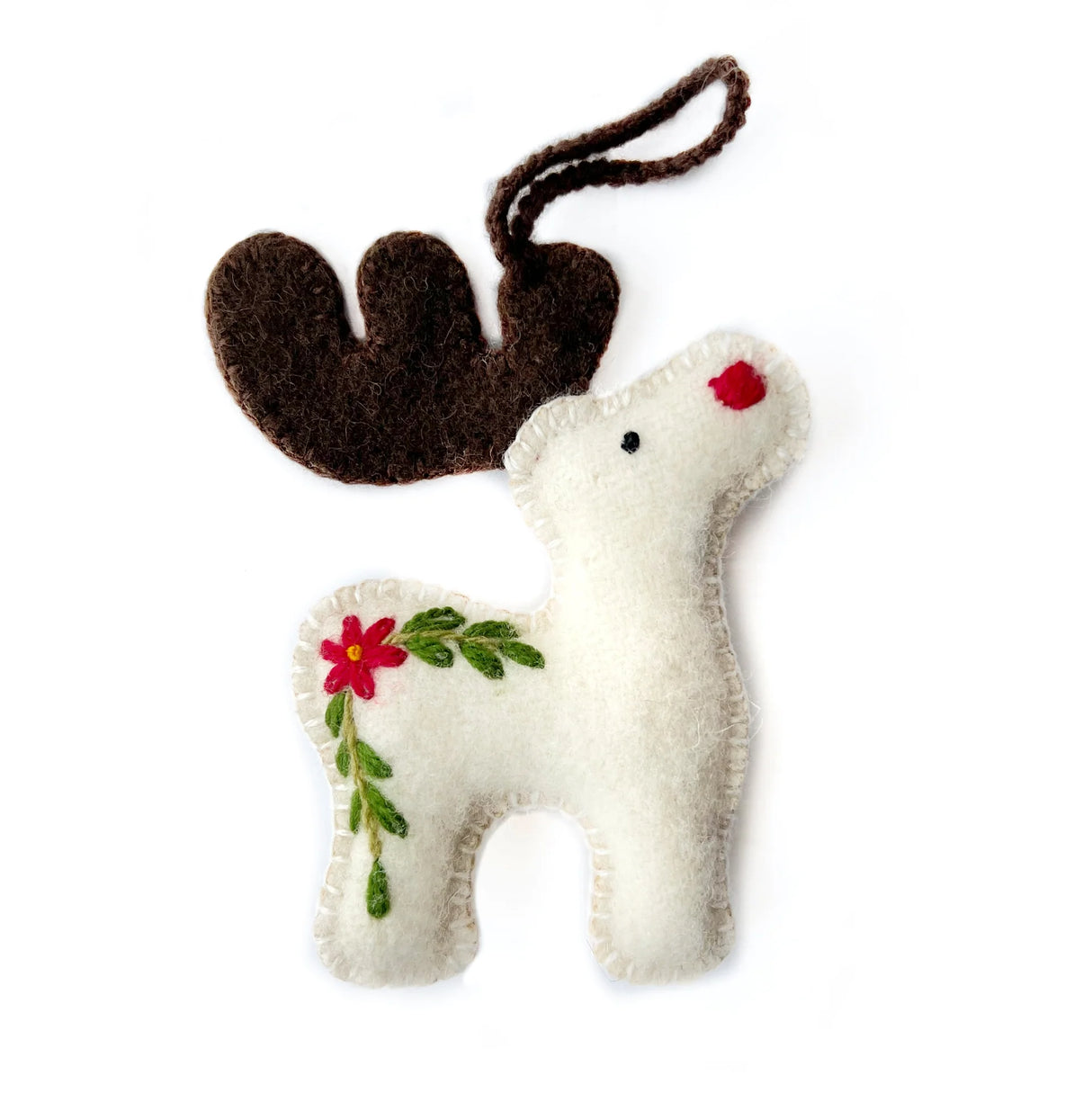 White Reindeer Felt Ornament