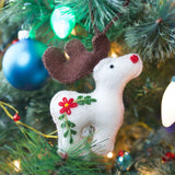 White Reindeer Felt Ornament