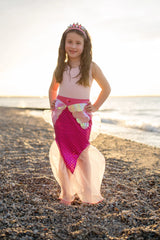 Mermaid Glimmer Skirt Set with Headband | Pink