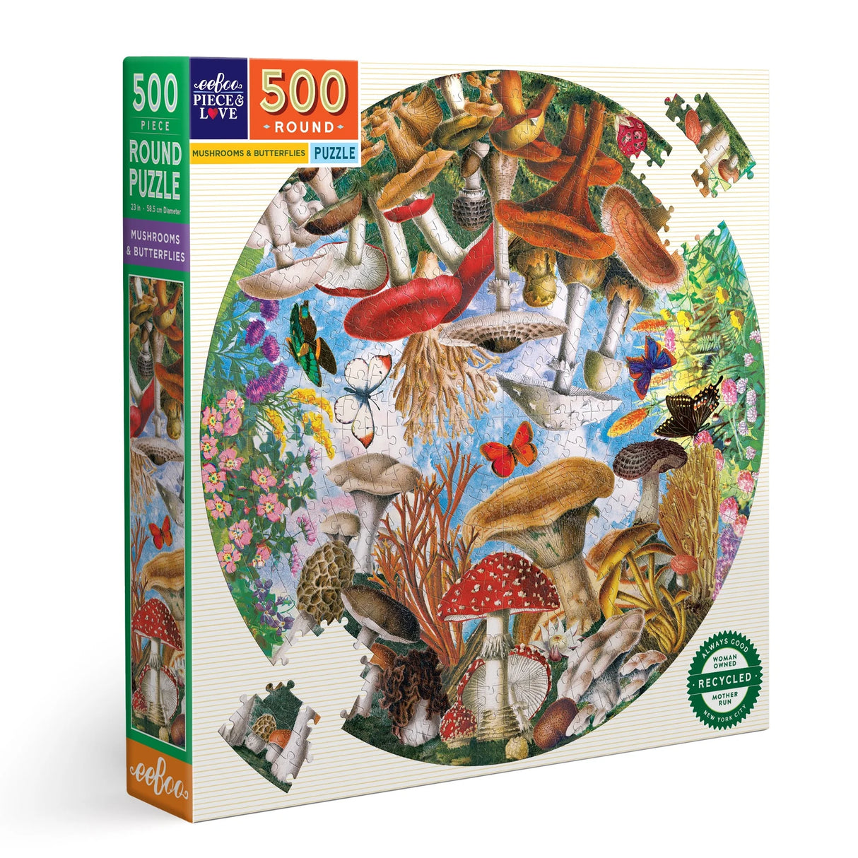 500pc Mushrooms & Butterflies Round Puzzle