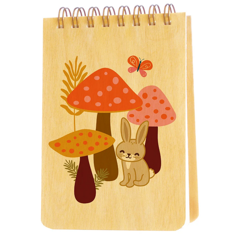 Mini Wood Notebook | Rabbit Mushrooms