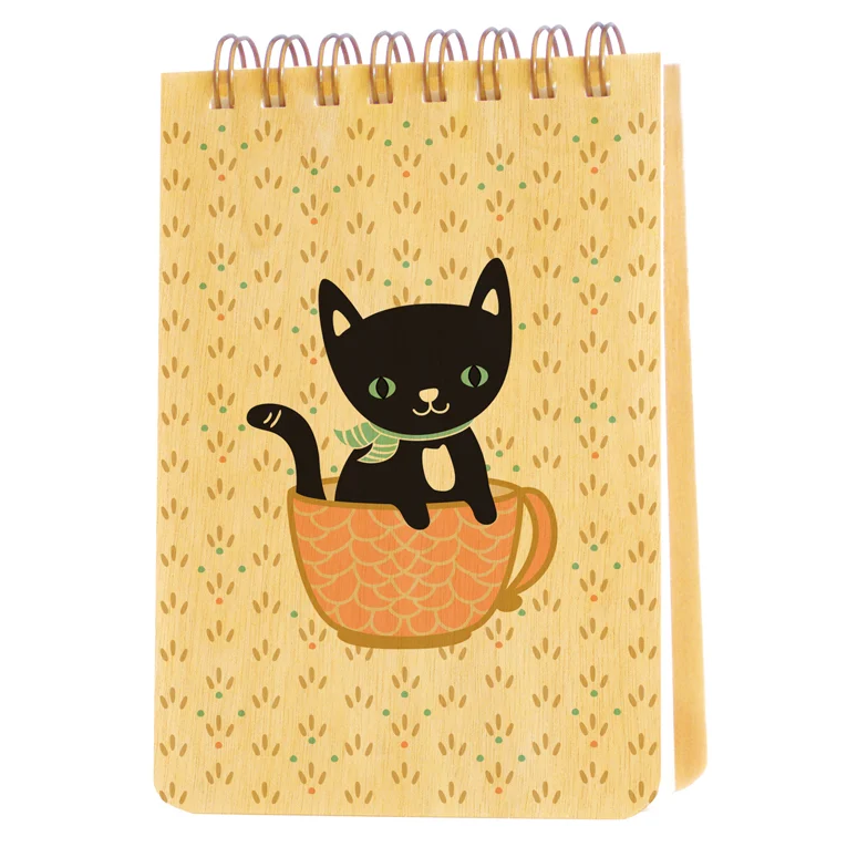 Mini Wood Notebook | Cuppa Kitty