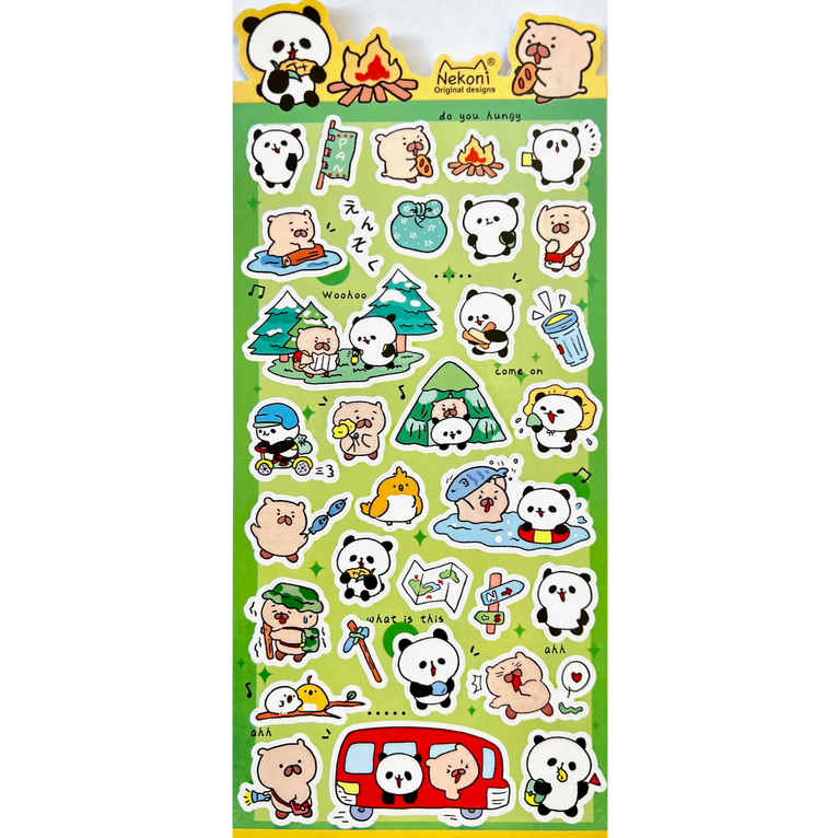 Panda & Beaver Camping Stickers