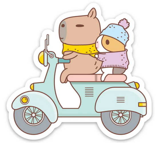 Bubu & Moonch Riding Scooter Sticker