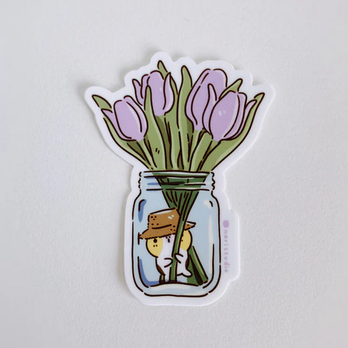 Bubu with Tulips in Jar Sticker