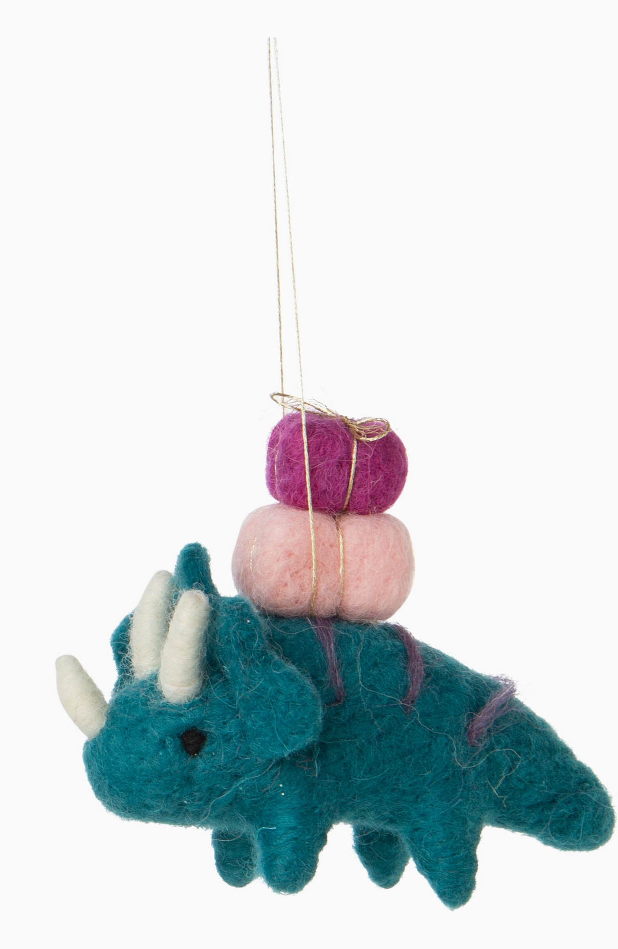 Blue Triceratops Felt Ornament