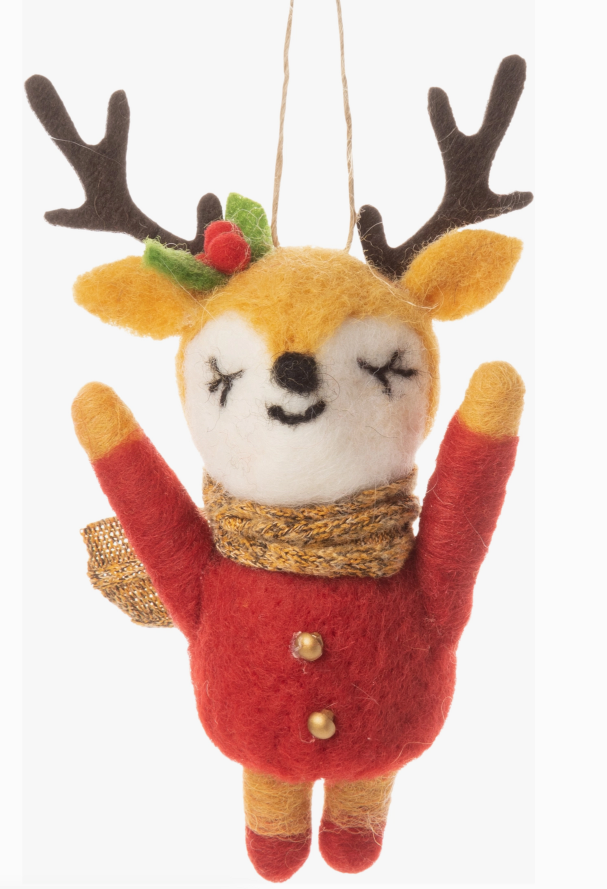 Excited Reindeer Felt Ornament