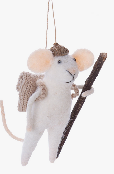 Hiking Mouse Felt Ornament