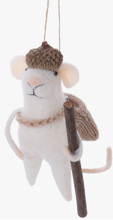 Hiking Mouse Felt Ornament