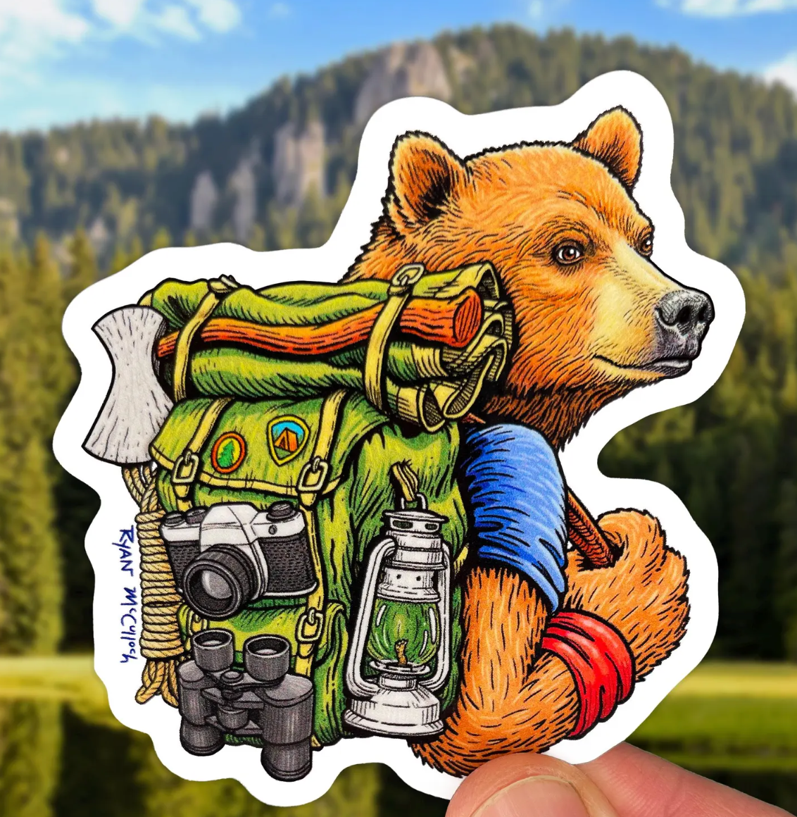 Hiking Bear Sticker