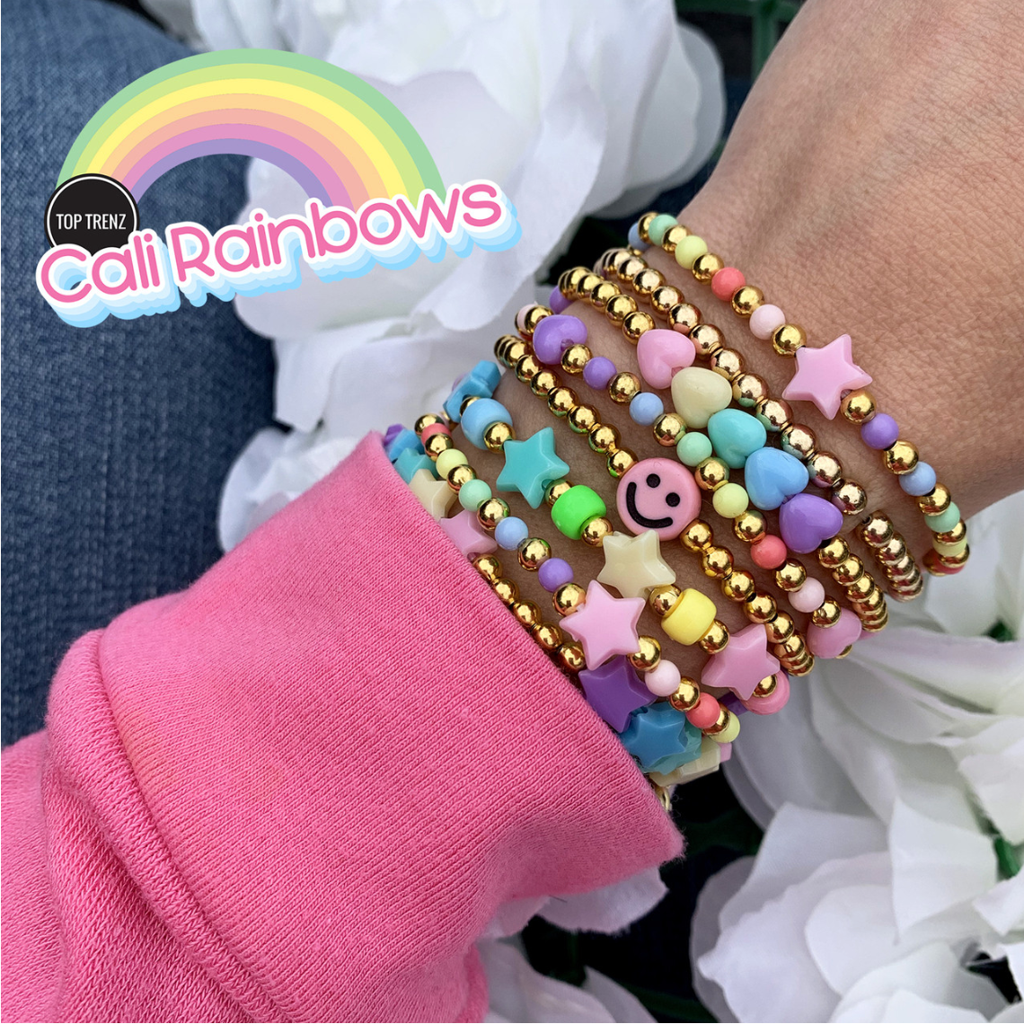 Cali Rainbows Beaded Stretch Bracelets