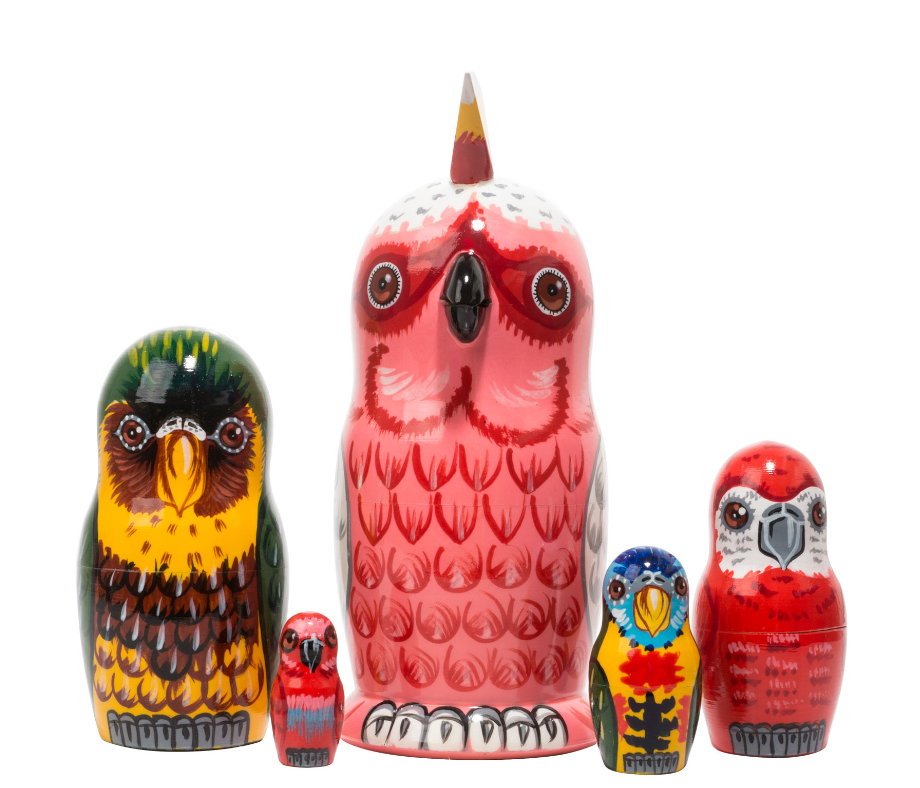 Matryoshka Nesting Dolls | Parrot 5pc