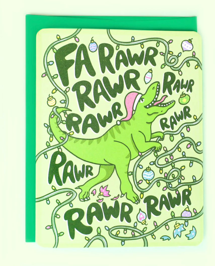 Fa Rawr Dinosaur Christmas Card