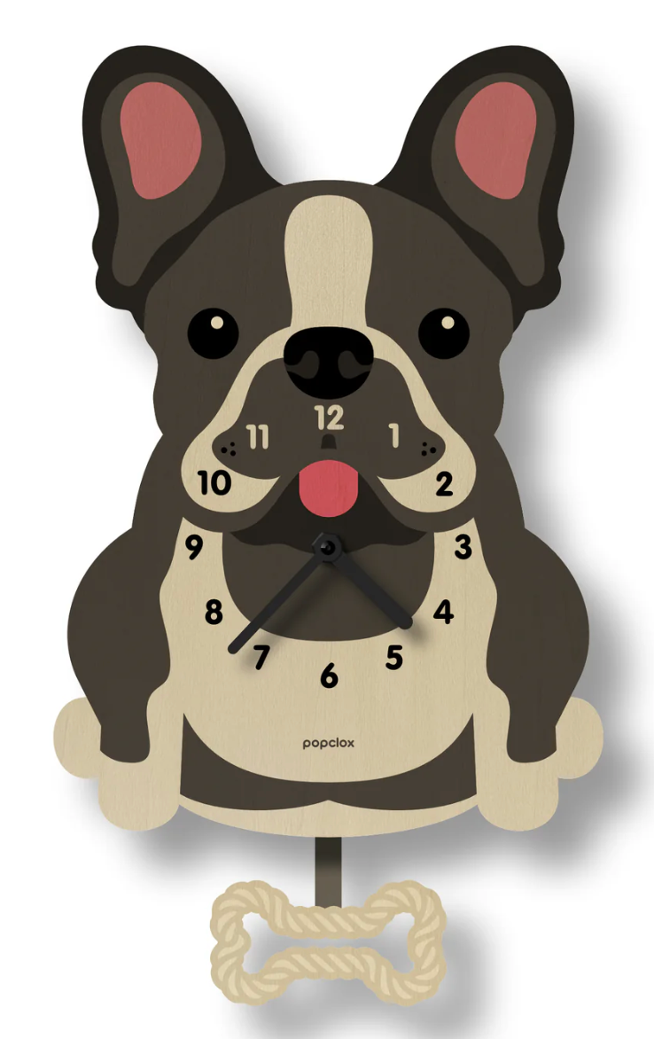 Wood Pendulum Clock | French Bulldog