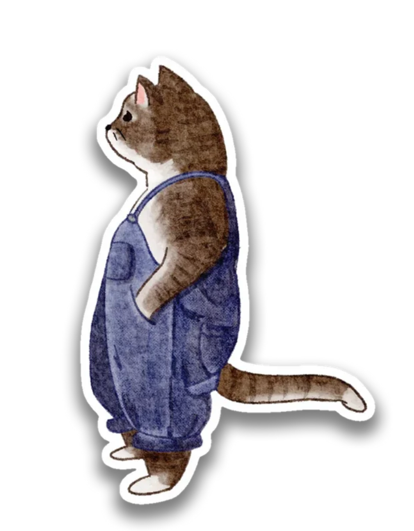 Cat in Overalls Sticker