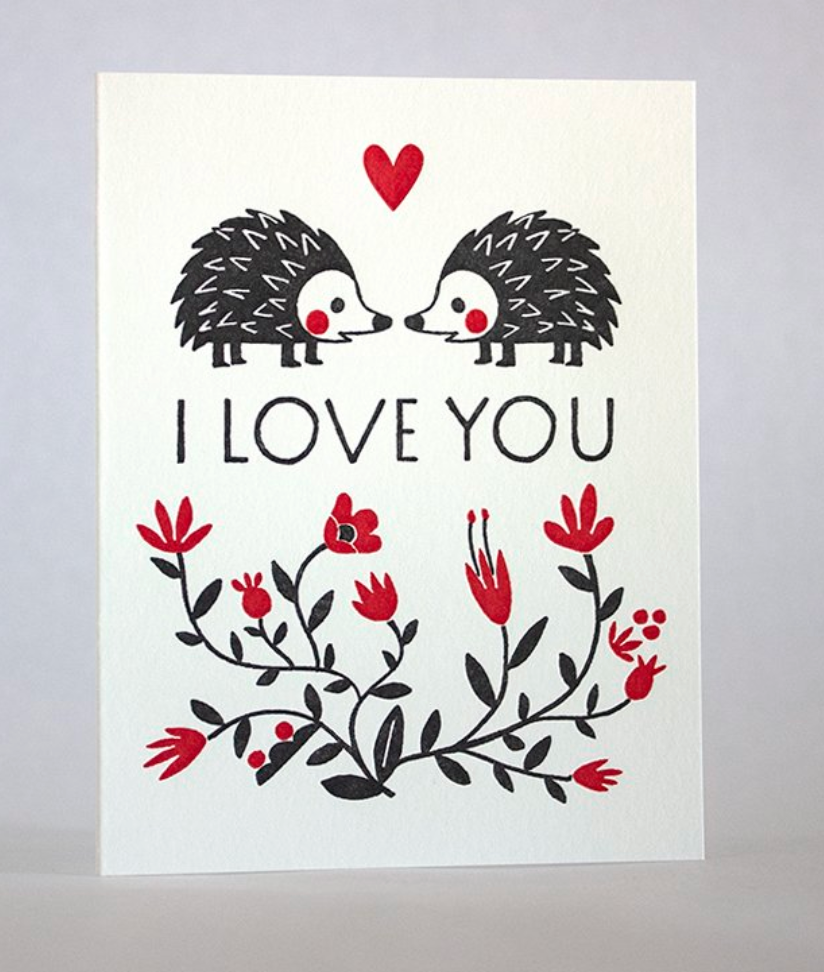 I Love You Hedgehog Card