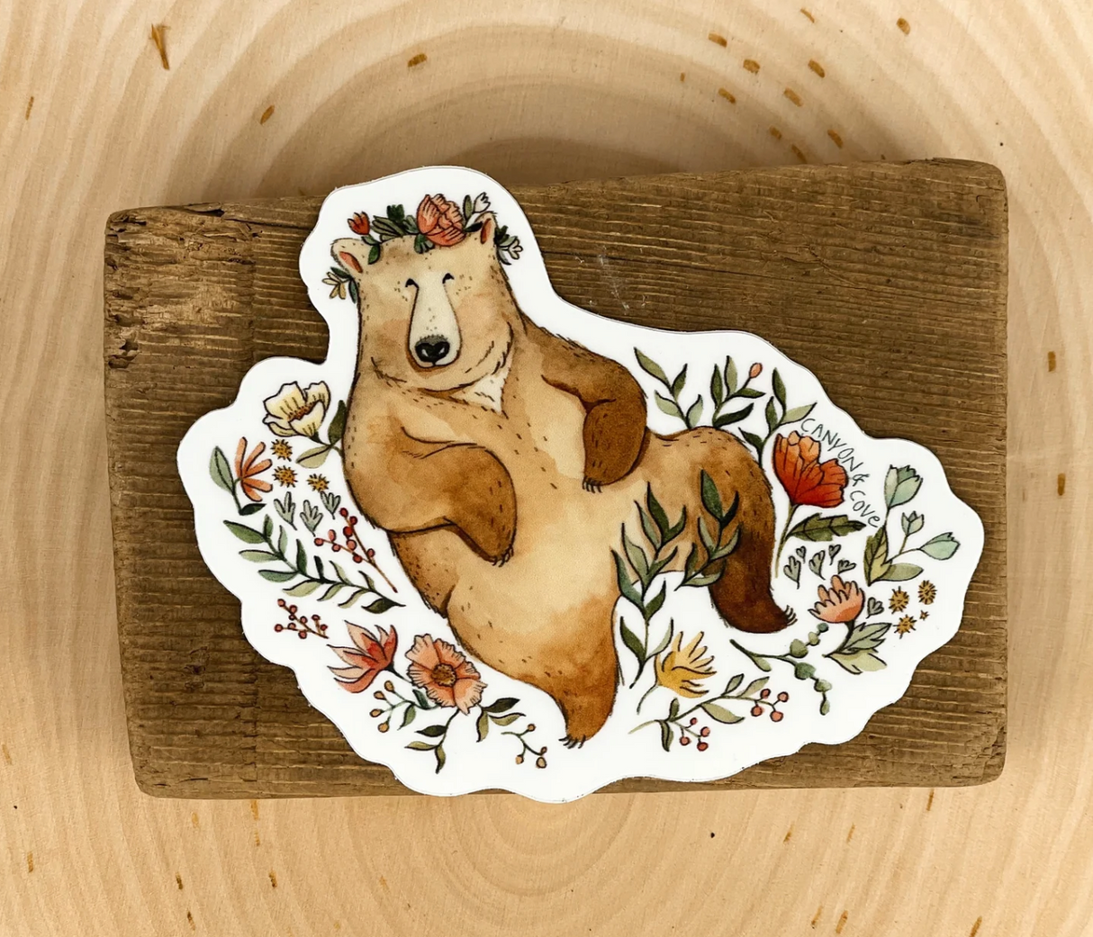 Bear in Flowers Sticker