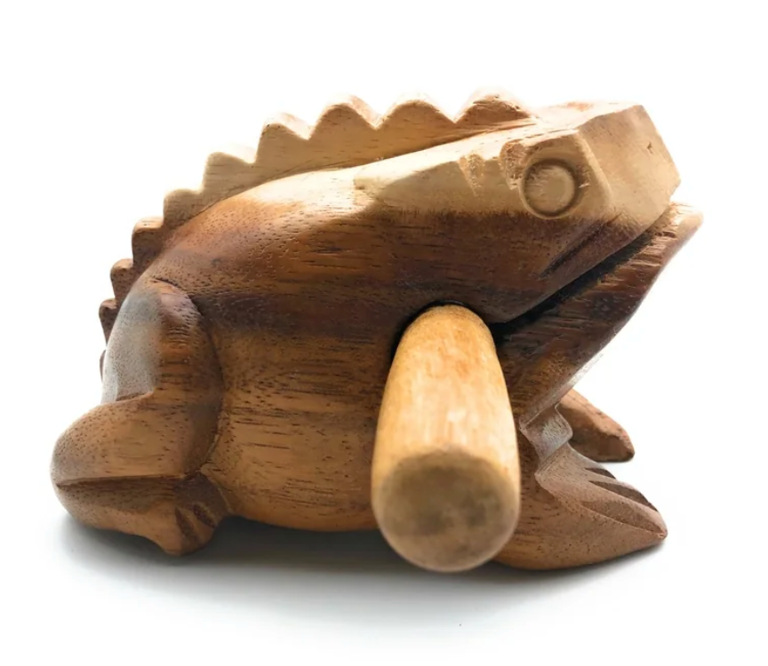 Wooden Croaking Frog | 4in Natural