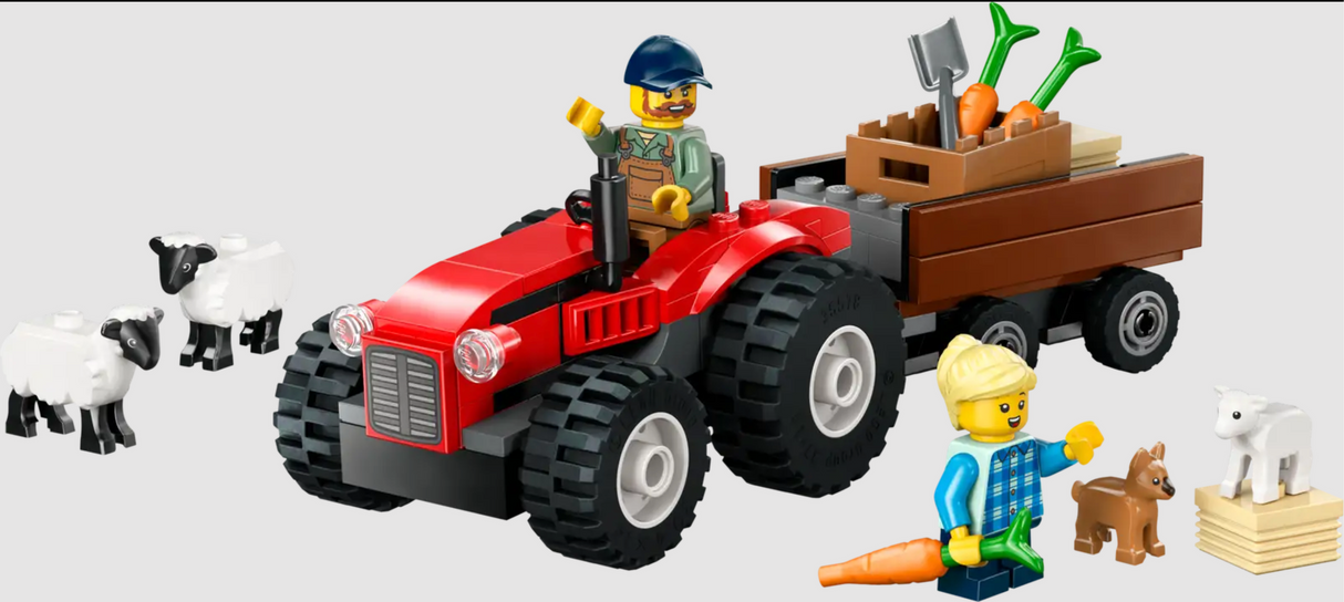 City Red Farm Tractor with Trailer