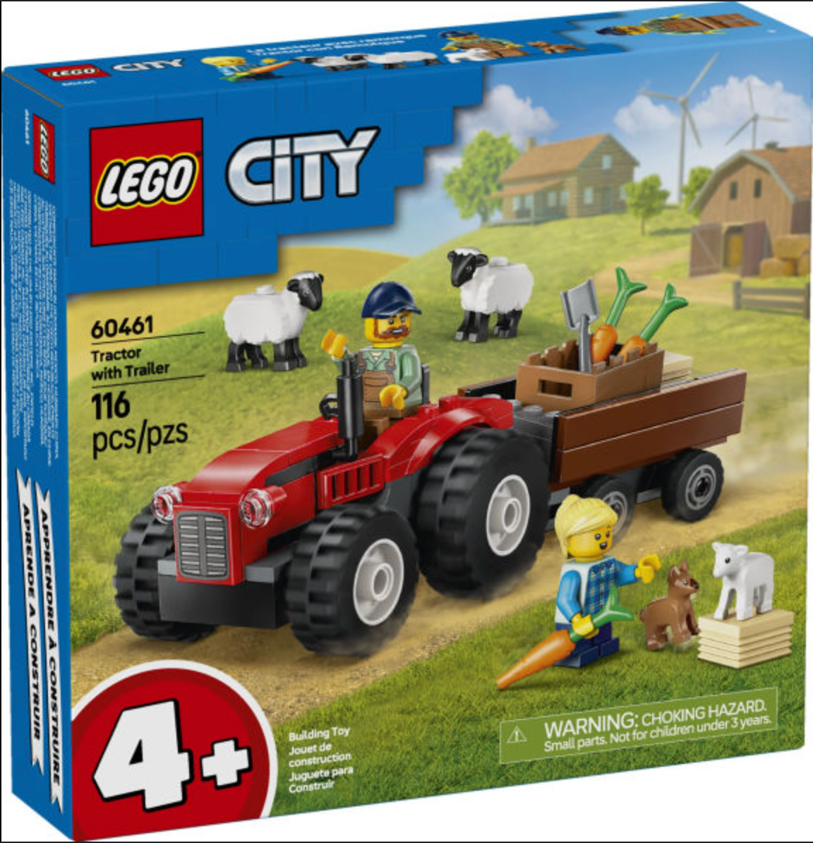 City Red Farm Tractor with Trailer