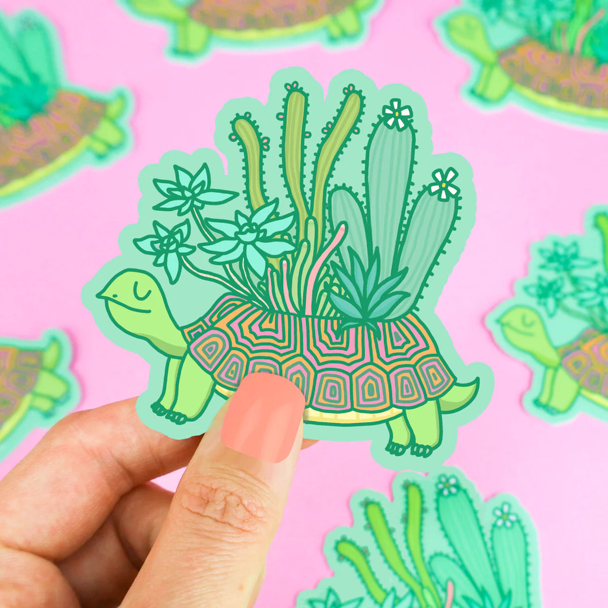 Succulent Turtle Planter Sticker