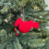 Cardinal with Holly Felt Ornament