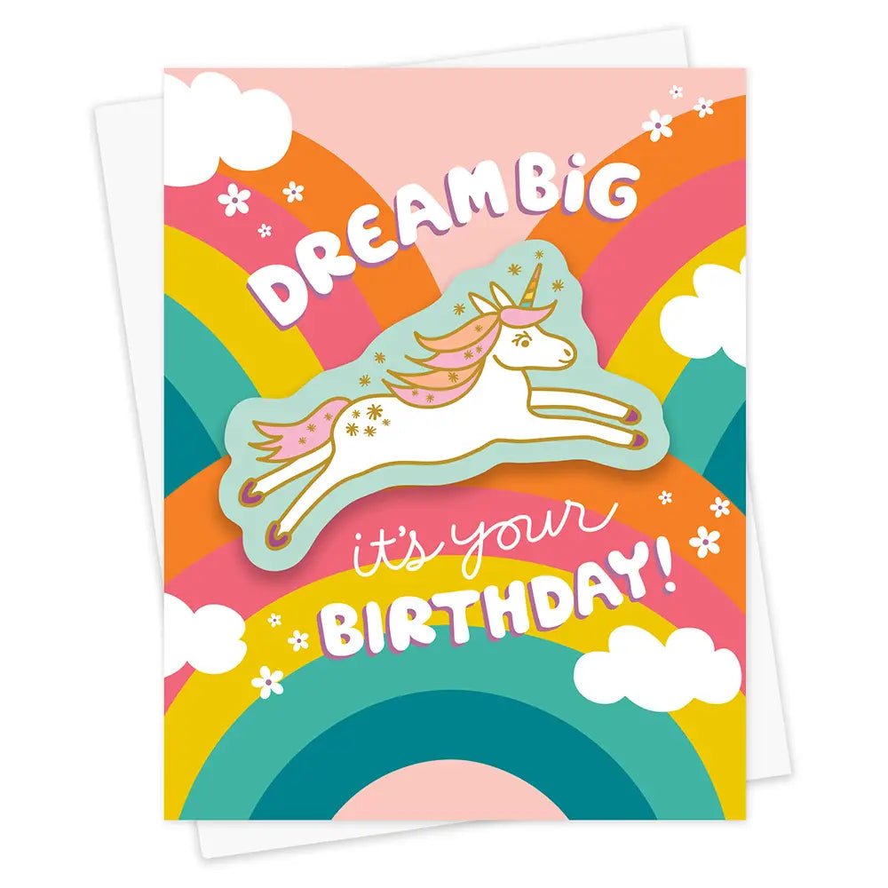 Dream Big Unicorn Sticker Birthday Card