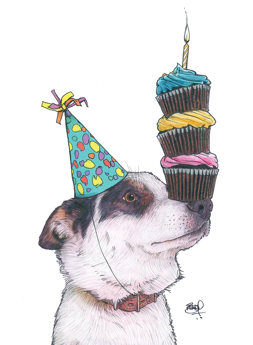 Balanced Birthday Dog Card