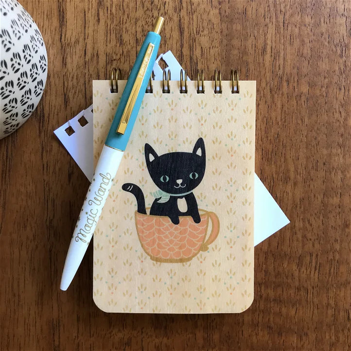 Mini Wood Notebook | Cuppa Kitty