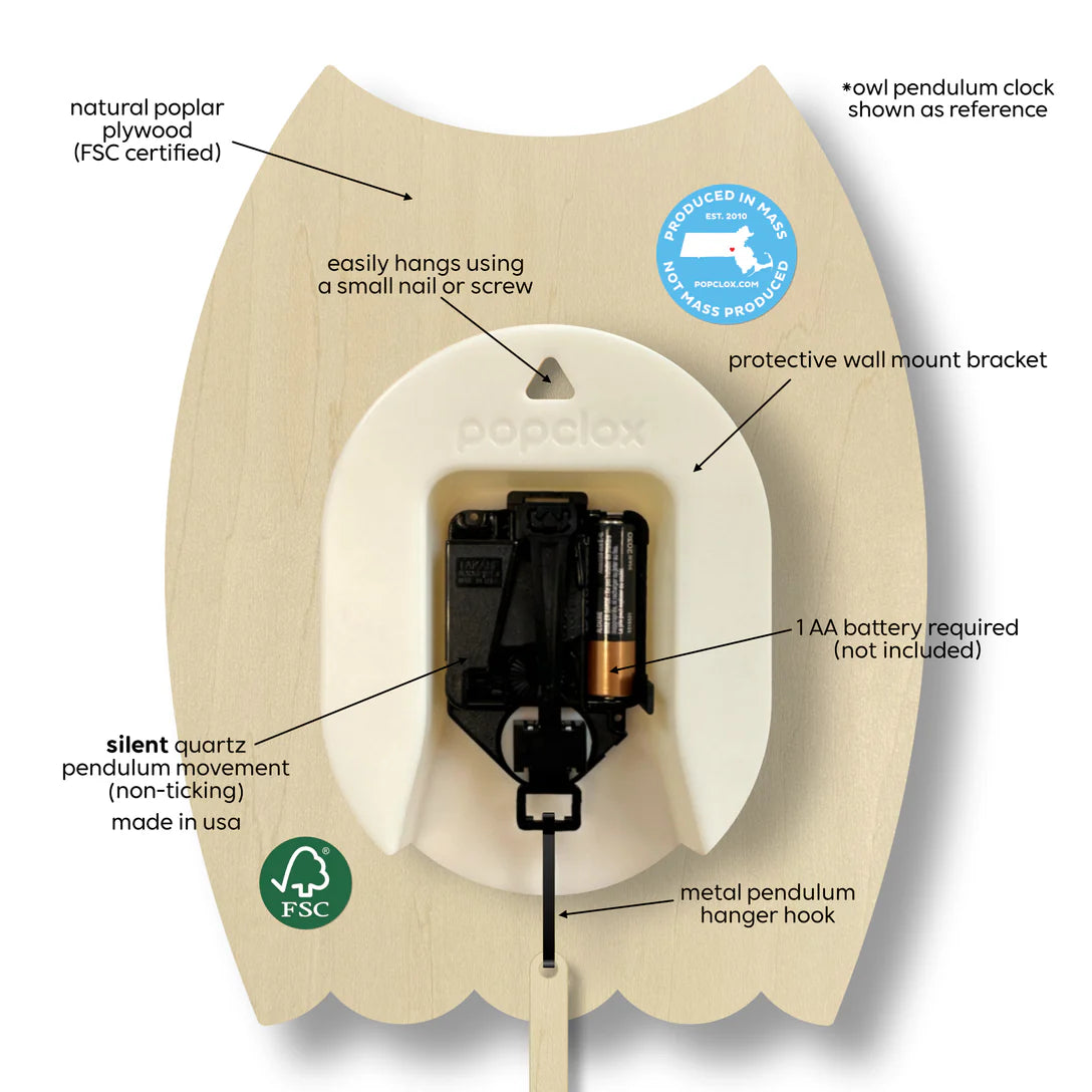 Wood Pendulum Clock | Squirrel