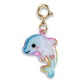 Gold Tie Dye Dolphin Charm