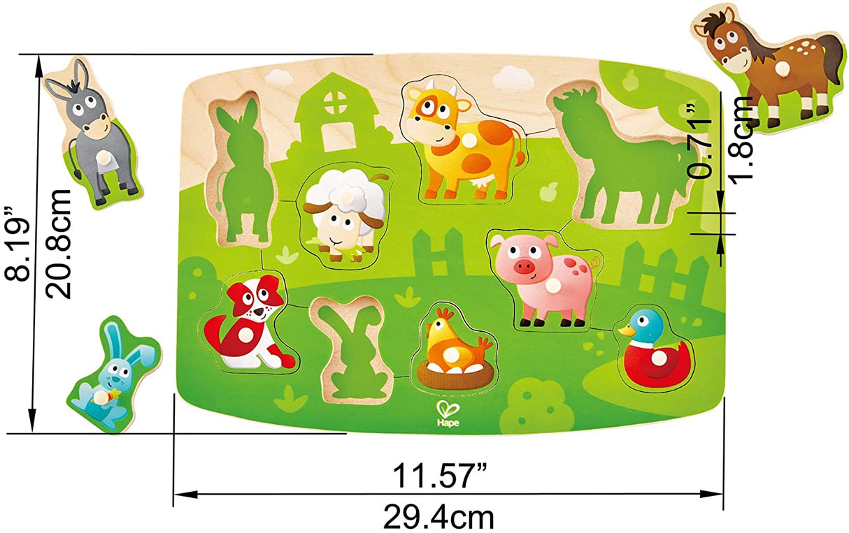 9pc Farm Animals Peg Puzzle