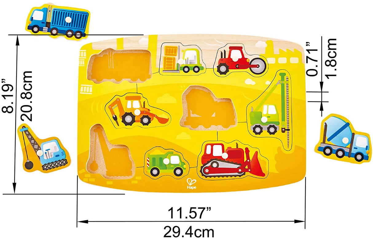 9pc Construction Vehicles Peg Puzzle