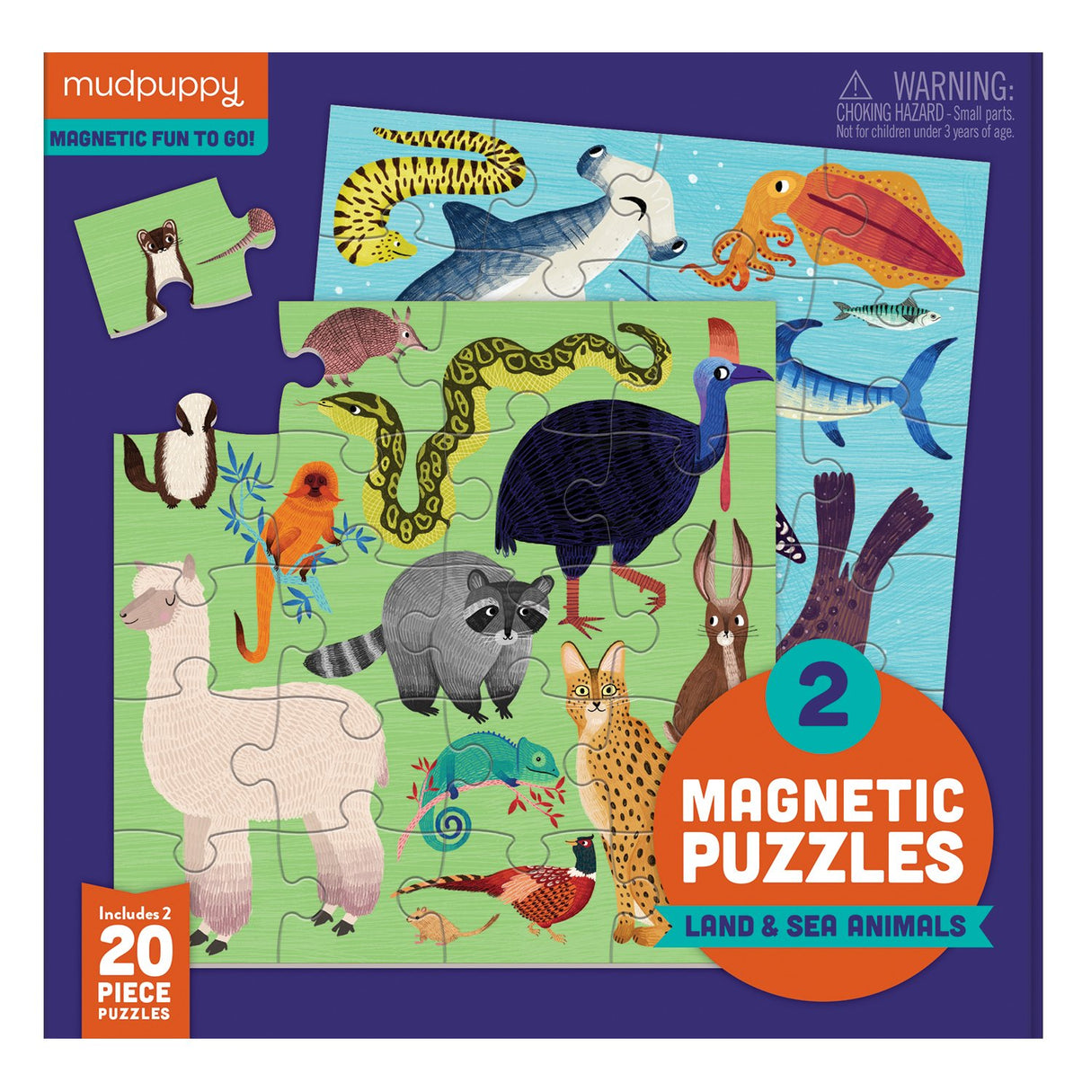 20pc Land & Sea Animals Magnetic Puzzle