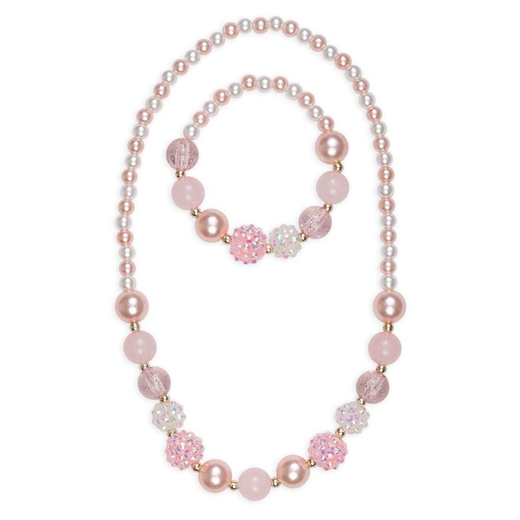 Pinky Pearl Necklace & Bracelet Set