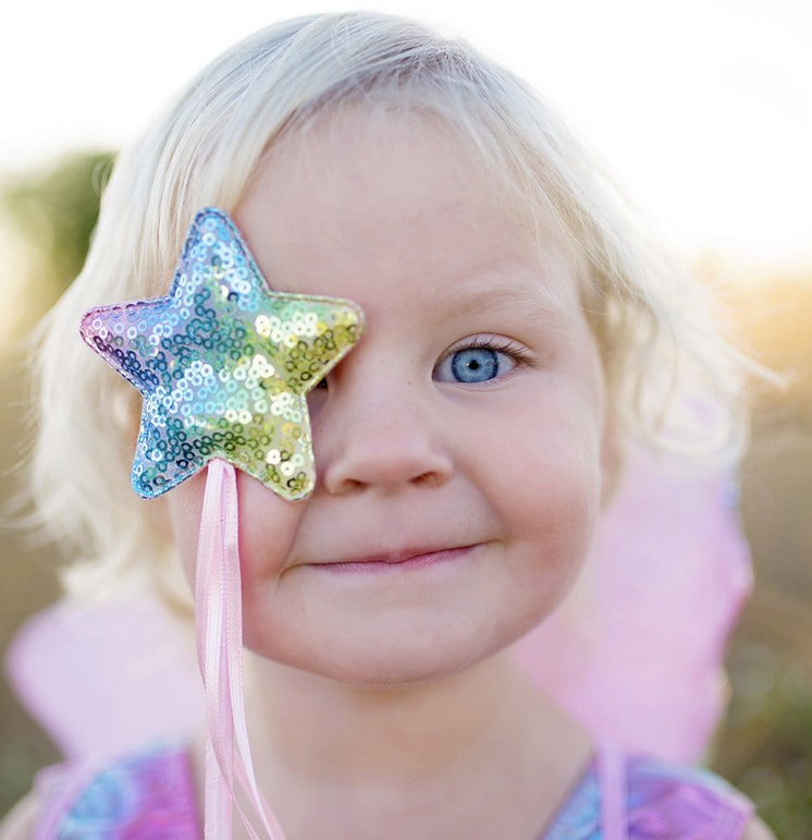 Rainbow Sequin Skirt, Wings & Wand