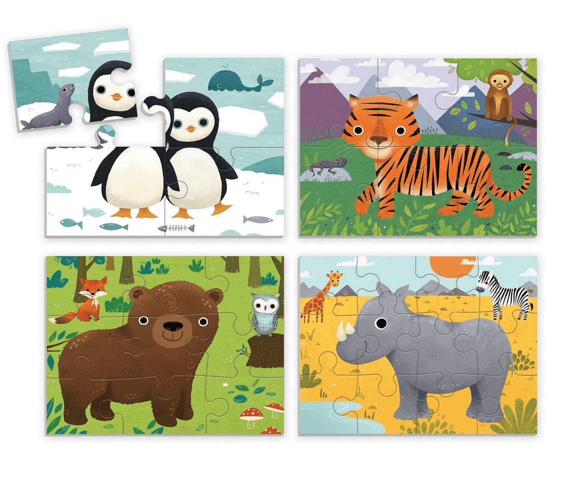 4-12pc Animal Progressive Puzzles