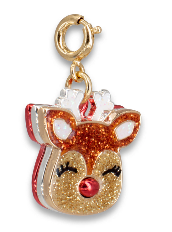 Reindeer Gold Glitter Charm