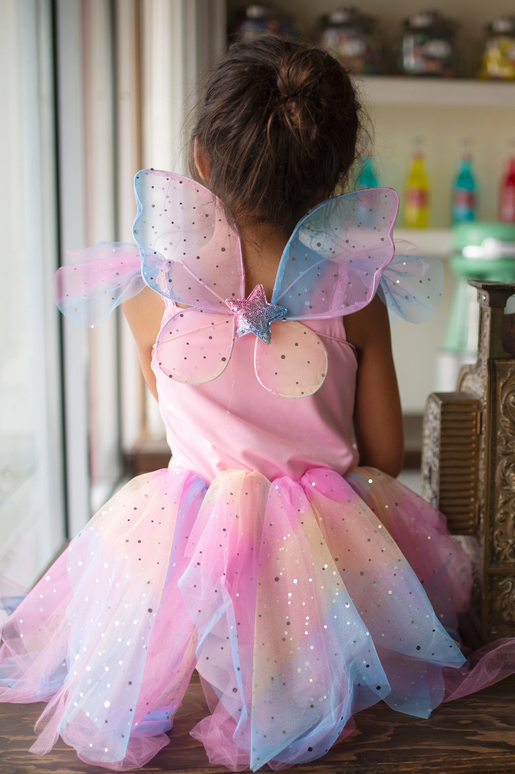 Rainbow Fairy Dress & Wings | Size 5-6